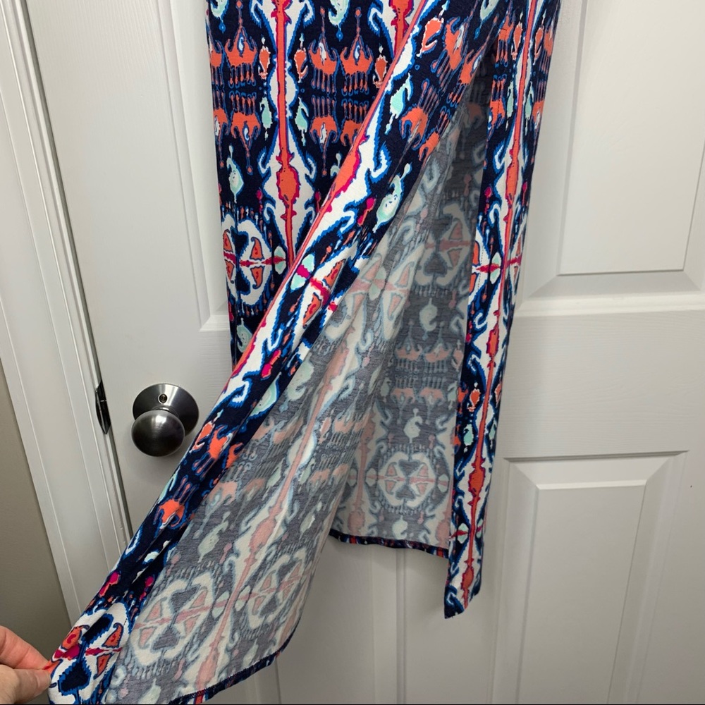 Anthropologie Maeve Tribal Print Multicolor Knit Long Maxi Skirt Side Slit Sz M - Picture 3 of 8
